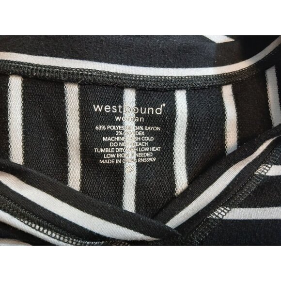 Westbound Woman Asymmetrical Striped Tunic Top Vneck Stretch Womens Plus Size 2X - Picture 4 of 5